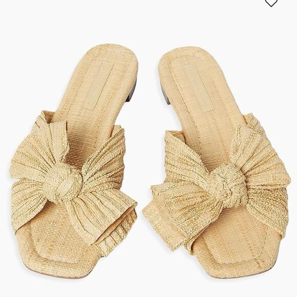 NWOB Loeffler Randal Daphne Pleated Knot Sandals in Natural SZ 8 - Picture 1 of 8